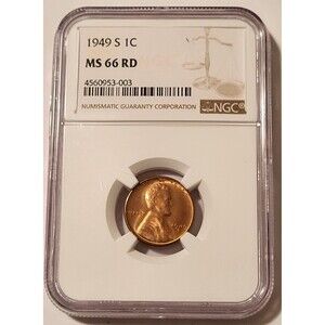 1949 S Lincoln Wheat Cent MS66 RED NGC